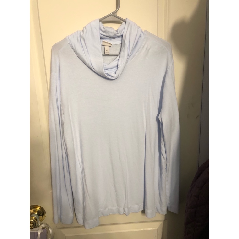 Light Blue Cowl Neck Long Sleeve